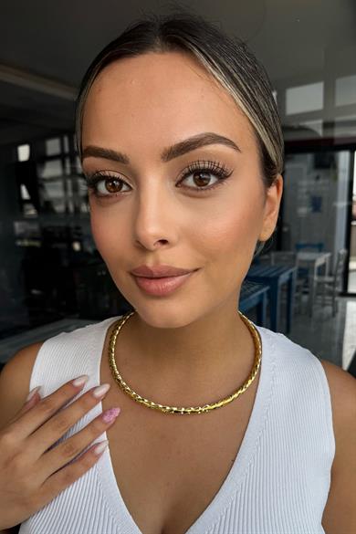 Altın Renk Burgu Detaylı Metal Choker Kolye