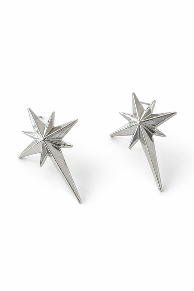 Gümüş Renk Kuzey Yıldız Figürlü Küpe (Çift)