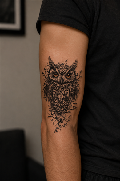 Baykuş Dövme Geçici Tattoo