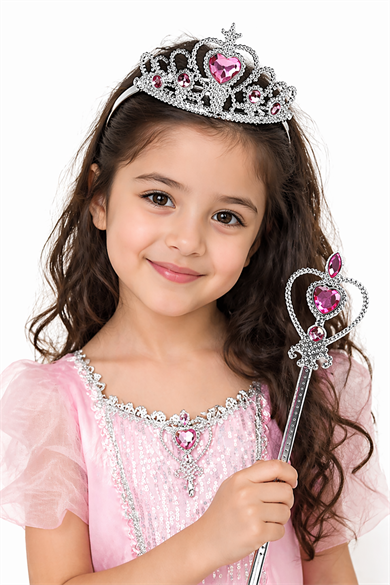 Pembe Renk Taç /Asa Set