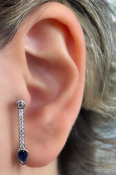 Gümüş Renk Taş Detaylı Çelik Tragus/Kıkırdak Küpe/Piercing (Tek)