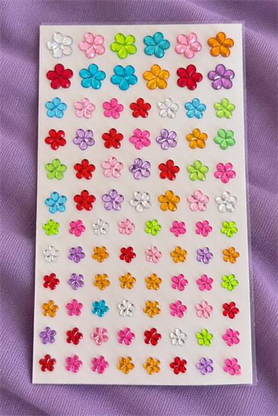 Karışık Renk Çiçek Figürlü Yapışkanlı Taş Sticker 