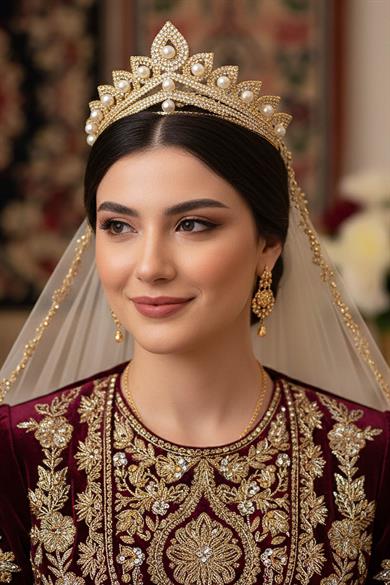 Zirkon Taşlı Gelin/Kına/Nişan/Söz Tasarım Taç