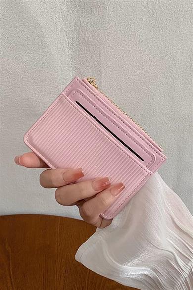 Pembe Renk Deri Kadın Cüzdan/Kartlık