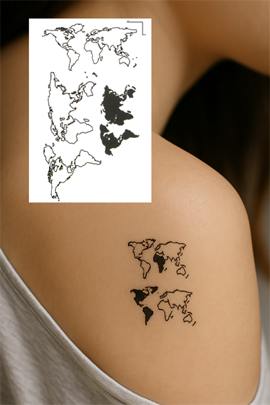 Geçici Dünya Figürlü Mini Dövme Tattoo