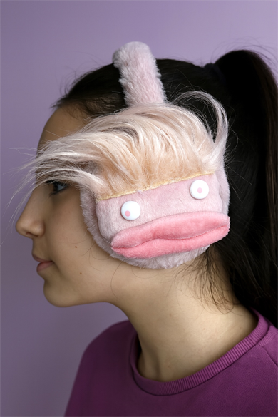 Koyu Pembe Renk Canavar Figürlü Peluş Kulaklık