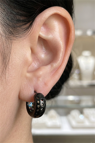 Siyah Renk Çelik Xuping VİP Halka Küpe