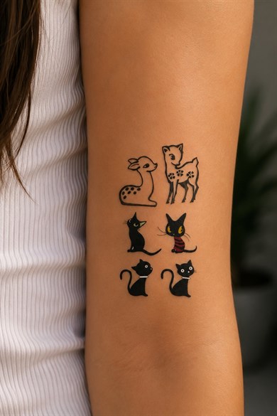 Çoklu Kedi Mini Geçici Dövme Tattoo