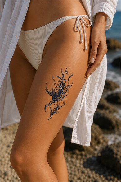 Balerin Kız Sonradan Kararan Yarı Kalıcı Geçici Dövme Tattoo