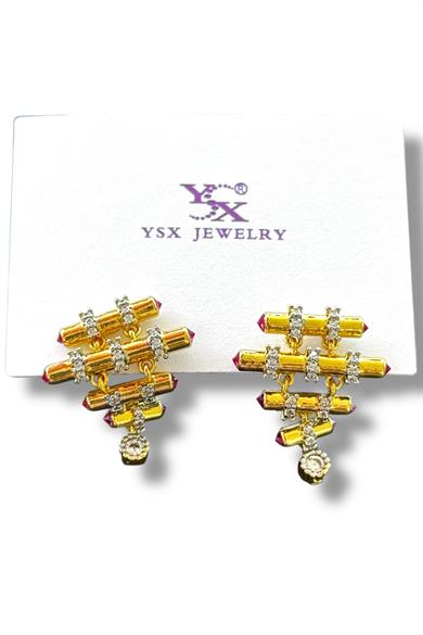 Altın Renk Taş Detaylı YSX Küpe (Çift)