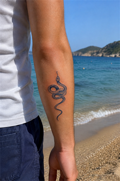 Yılan Sonradan Kararan Yarı Kalıcı Geçici Dövme Tattoo