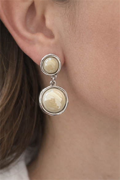 Gümüş Renk İnci Detaylı Küpe (Çift)