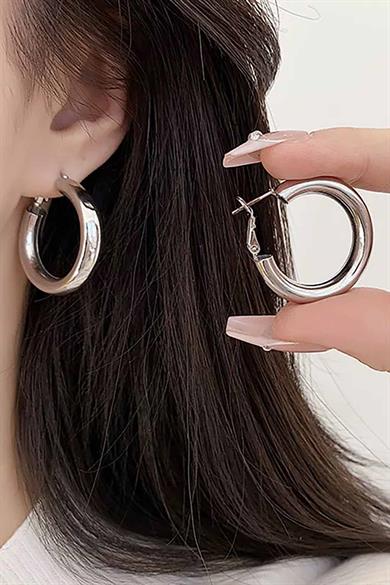 Gümüş Renk Halka Küpe (Çift)