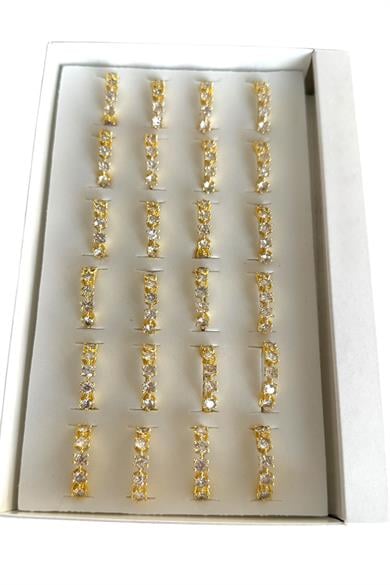 24lü Altın Renk Beştaş Detaylı Yüzük Set