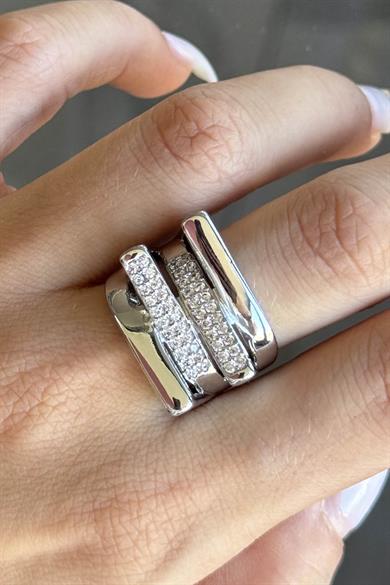 Gümüş Renk  Ayarlanabilir Çelik Yüzük