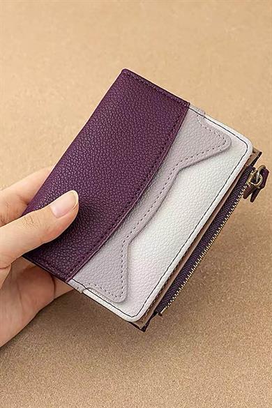 Mor Renk Kadın Deri Cüzdan/Kartlık