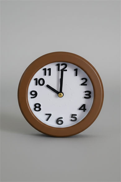 Kahve Renk Mini Dekoratif Alarmlı Yuvarlak Masa Saati