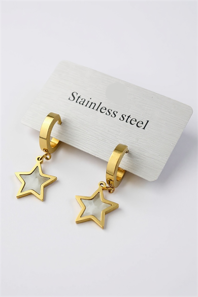 Altın Renk Yıldız Figürlü Çelik Küpe (Çift)