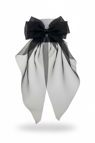 Siyah Renk Kurdele Detaylı Pens Toka