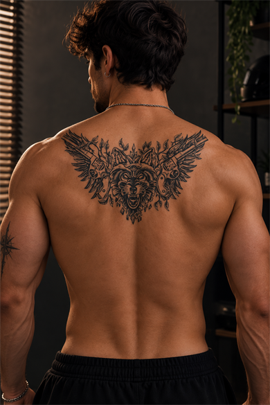 Kurt Figürlü Sonradan Kararan Yarı Kalıcı Geçici Dövme Tattoo