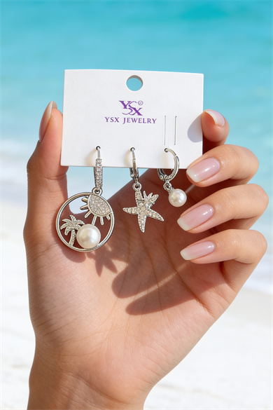 Gümüş Renk 3lü Ysx Küpe Set