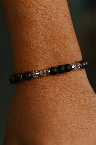 Karışık Renk Boncuk Detaylı Çelik Erkek Bileklik