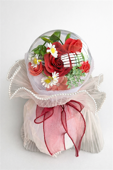 Kırmızı Renk Çiçek Aranjman Küresi
