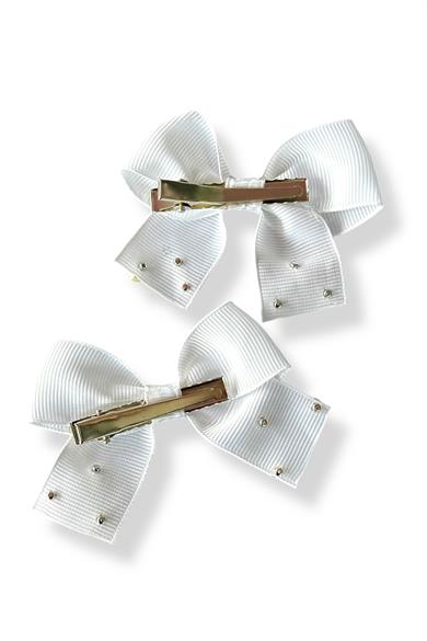 Beyaz Renk 2li Kurdele Figürlü İnci Detaylı Pens Toka