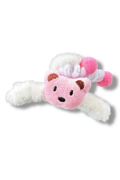 Beyaz Renk Ayıcık Figürlü Peluş Mandal Toka