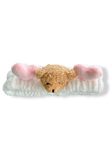 Beyaz Renk Ayıcık Figürlü Peluş Saç Bandı