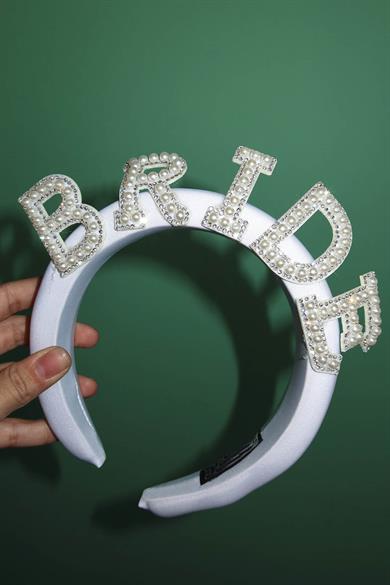 Beyaz Renk Bride Yazılı Bekarlığa Veda Bride Tacı
