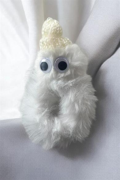 Beyaz Renk Canavar Figürlü Peluş Simit Toka