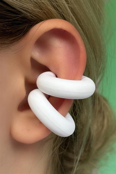 Beyaz Renk Ear Cuff Küpe (Çift)