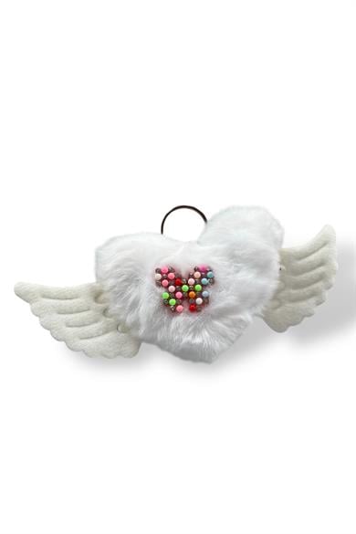 Beyaz Renk Karışık Figürlü Kelebek Detaylı Peluş Anahtarlık