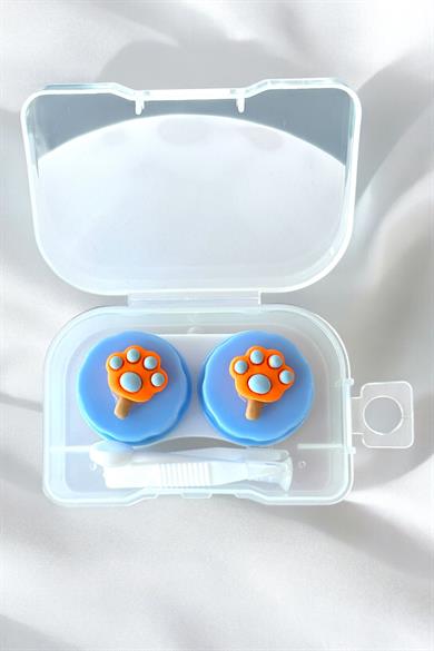 Beyaz Renk Mavi Pati Figürlü Lens Saklama Kutusu