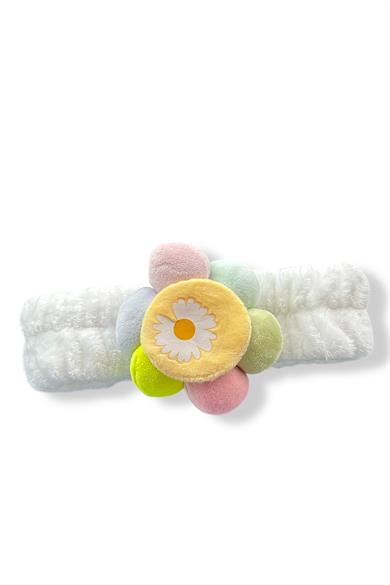 Beyaz Renk Papatya Figürlü Peluş Saç Bandı