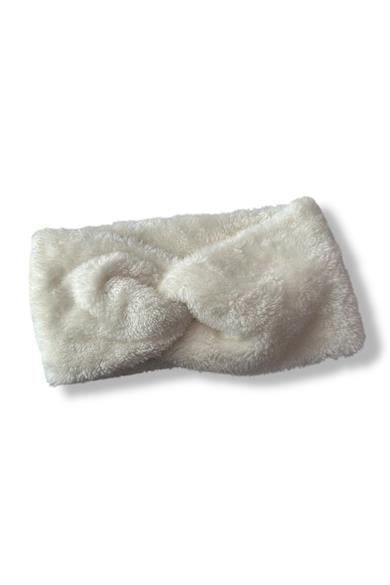 Beyaz Renk Peluş Havlu Saç Bandı