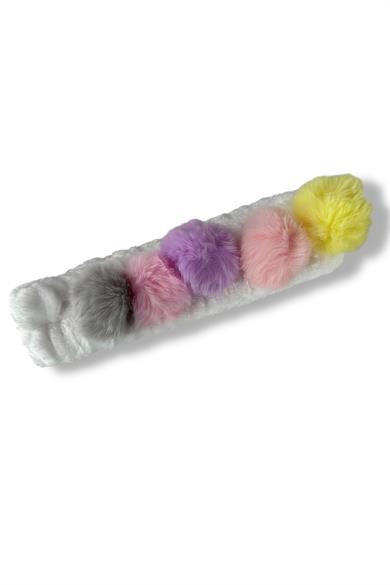 Beyaz Renk Ponpon Detaylı Peluş Saç Bandı