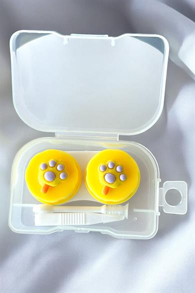 Beyaz Renk Sarı Pati Figürlü Lens Saklama Kutusu