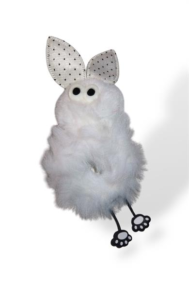 Beyaz Renk Tavşan Figürlü Peluş Simit Toka