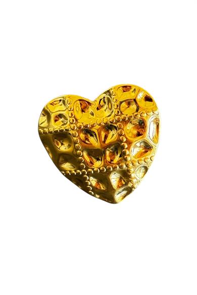 Altın Renk Kalp Figürlü Ayarlanabilir Çelik Yüzük