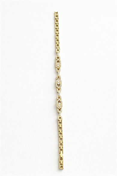 Altın Renk Taş Detaylı Çelik Xupıng VİP Bileklik