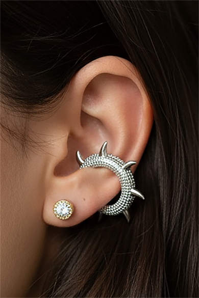 Gümüş Renk 14K Altın Kaplama TX Ear Cuff (Tek)