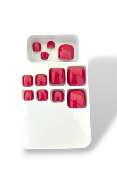 12li Fuşya Renk Ayak Takma Tırnak Set (Yapıştırıcılı)