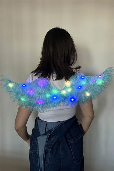 Mavi Renk Işıklı Melek Kanadı