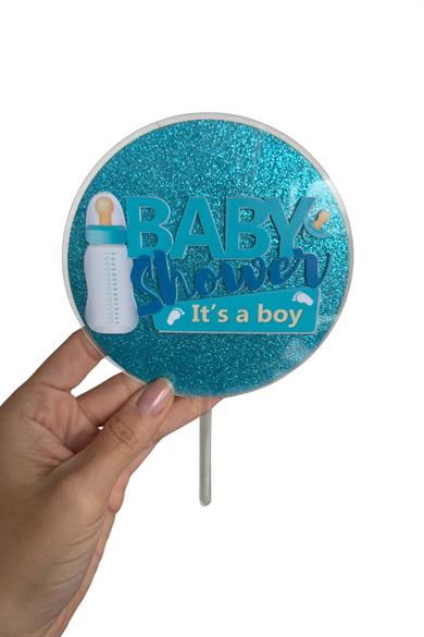 Mavi Renk Baby Shower Pasta Süsü