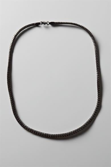 Siyah Renk Erkek Zincir Çelik Kolye (55cm)