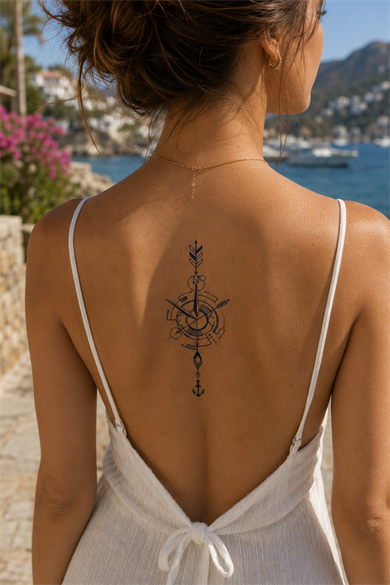Pusula Sonradan Kararan Yarı Kalıcı Geçici Dövme Tattoo