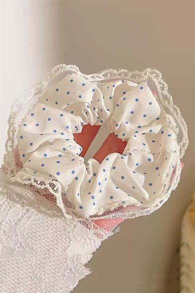 Beyaz Ve Mavi Renk Puantiyeli Simit Toka