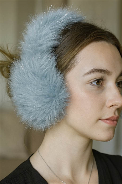 Mavi Renk Simli Peluş Kulaklık